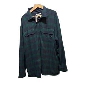 NWT L.L. Bean flannel shirt button up black watch pattern XXL tall green black